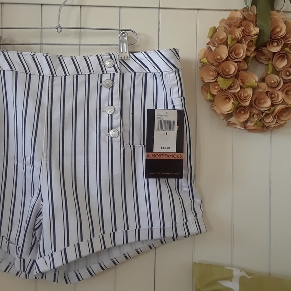 Almost Famous Pants - Adorable Navy & White Plus Size Sailor Shorts